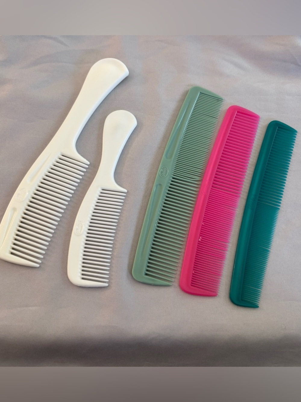 5 Vintage Goody Hair Combs Pink White Green